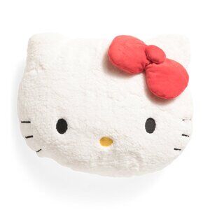 HELLO KITTY Sherpa Head And Bow Decorative Pillow NWT